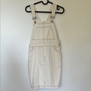Girls Cream Overall Dress